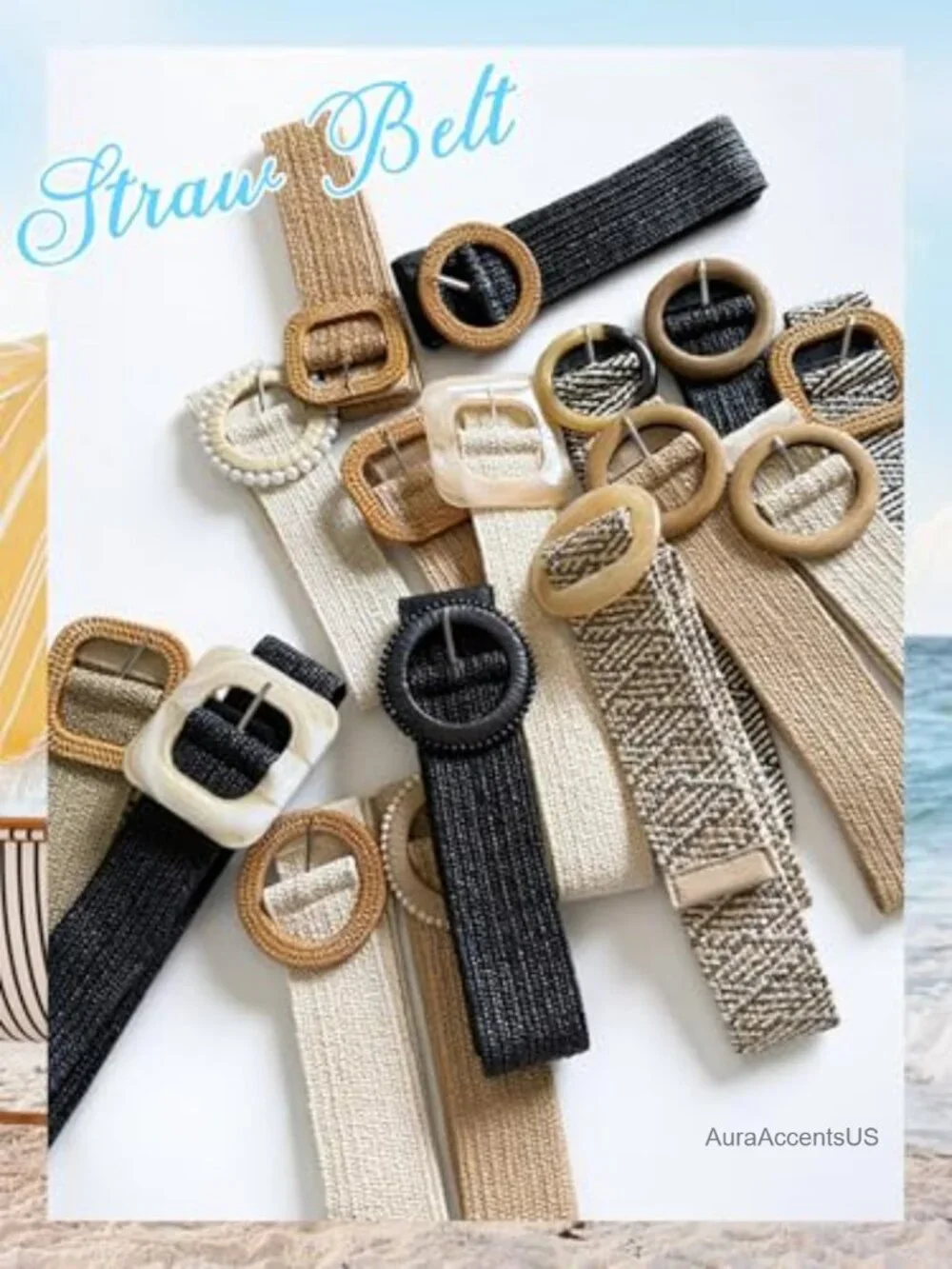Straw Woven Elastic Waist Belt for Women, Fashion Boho Belt Raffia Ladies Belt